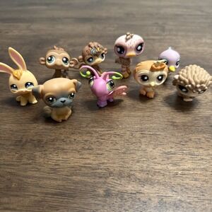 Hasbro LPS Littlest Pet Shop Animal Lot/9‎ Ostrich Owl Hedgehog Bird Monkey Dog